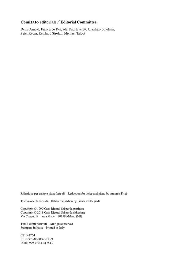 Jubilate, o amoeni RV 639/639a - Gloria, RV 588 - Ed. critica M. Talbot - Riduzione per canto e pianoforte di A. Frigé - árie pro zpěv a klavír